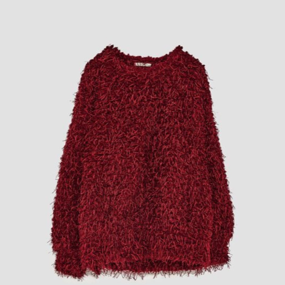 Zara Red Sweater Sweat Shirt top size M - Picture 2 of 8